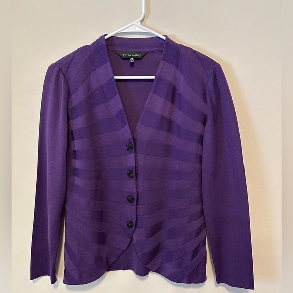 MING WANG Women's Cardigan Sweater Purple Size XS - Picture 1 of 10